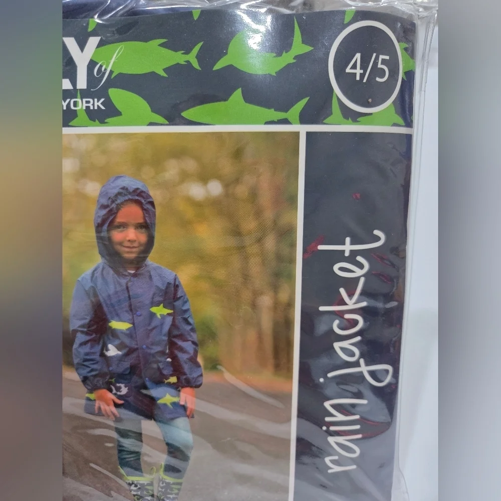 Kids Lilly of New York Navy Rain Jacket  Sz.4-5  100%PVC unlined